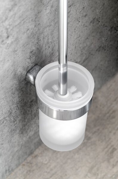 Gedy - Nástěnná WC štětka PIRENEI lesklý chrom/sklo satin