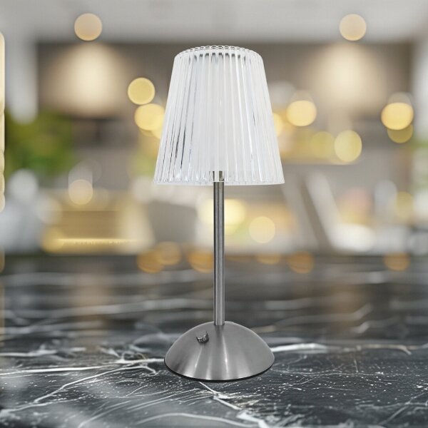 LED Stmív. dotyková nabíjecí stolní lampa ELBA LED/1,6W/800 mAh matný chrom/čirá