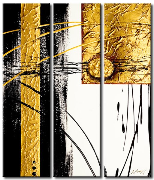 Obraz Zlatá abstrakce (3 díly) - geometrické tvary na bílém pozadí