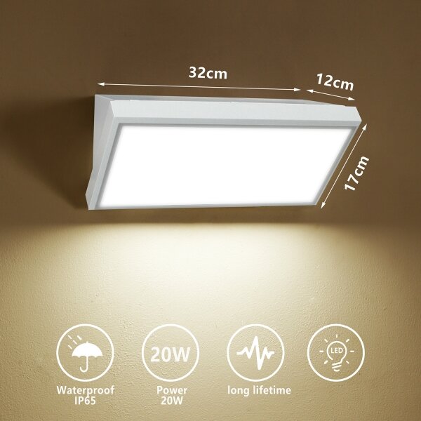 Brilagi - LED Venkovní nástěnné svítidlo TRIANGLE LED/20W/230V bílá IP65