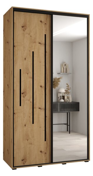 Šatní skříň YVONA 13 - 140/45 cm, dub artisan / černá