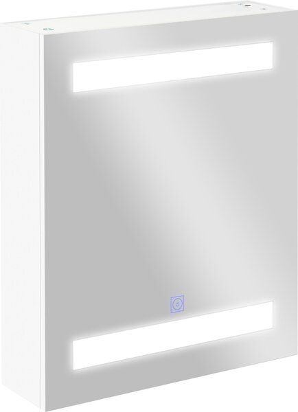 HOMCOM LED zrcadlová skíka 9 W Svtlo Zrcadlo Koupelnová skíka se zrcadlem Koupelnové zrcadlo s dotykovým spínaem Závs Funkce Soft Close Bílá 50 x 15 x 60 cm