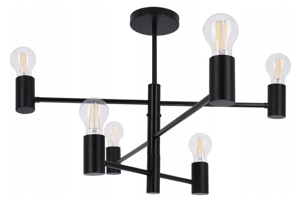 Lustr na tyči 6xE27/20W/230V černá