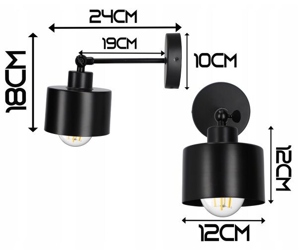 Nástěnná lampa 1xE27/20W/230V černá