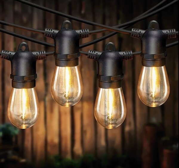LED Stm solární dekorační řetěz 10xE27/3V USB 2400 mAh 10,62 m IP65 černá + DO