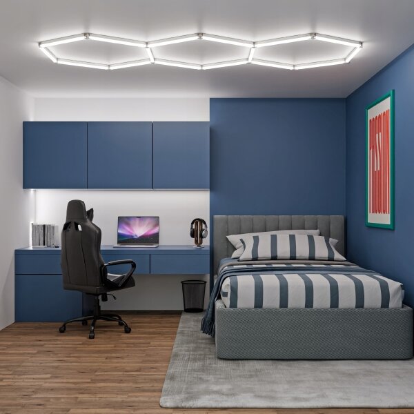 LED Stropní svítidlo HEXAGON LED/128W/85-265V 6000K 248x97 cm CRI 90 IP54 bílá