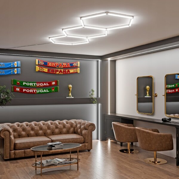 LED Stropní svítidlo HEXAGON LED/128W/85-265V 6000K 248x97 cm CRI 90 IP54 bílá