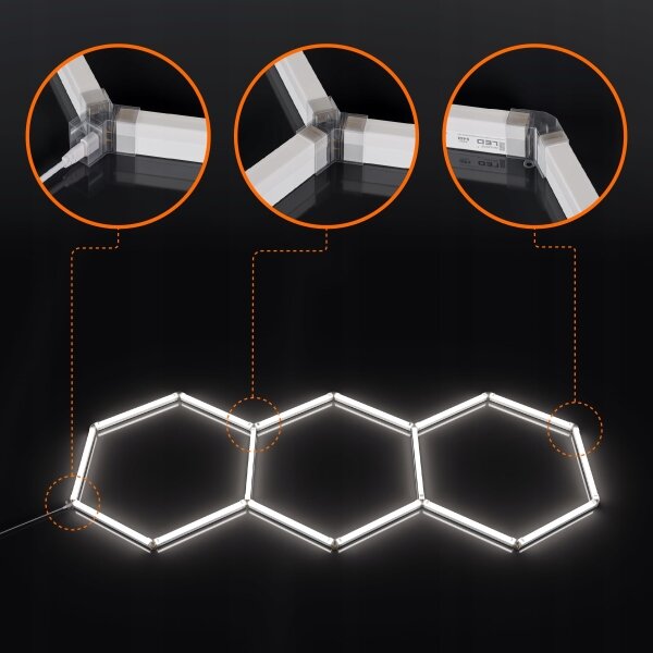 LED Stropní svítidlo HEXAGON LED/128W/85-265V 6000K 248x97 cm CRI 90 IP54 bílá