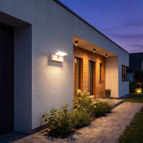 LED Venkovní nástěnné svítidlo se senzorem LED/25W/230V IP54 bílá