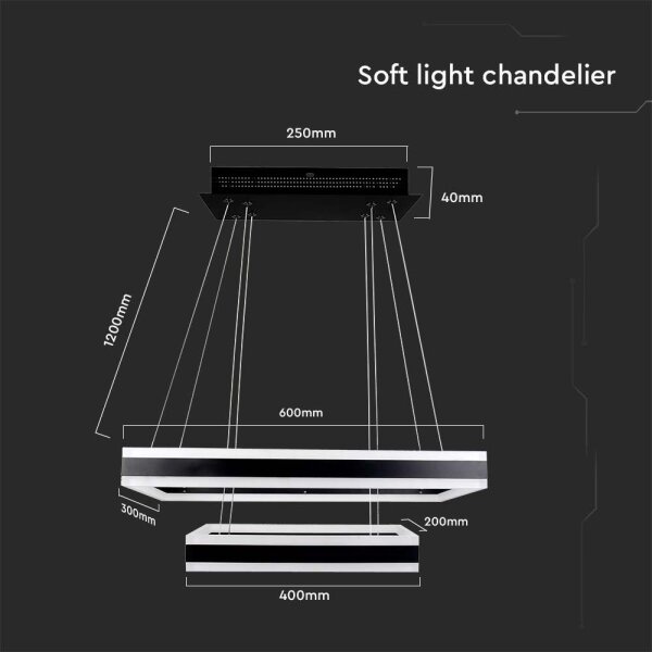 LED Stmívatelný lustr na lanku LED/113W/230V 3000K černá