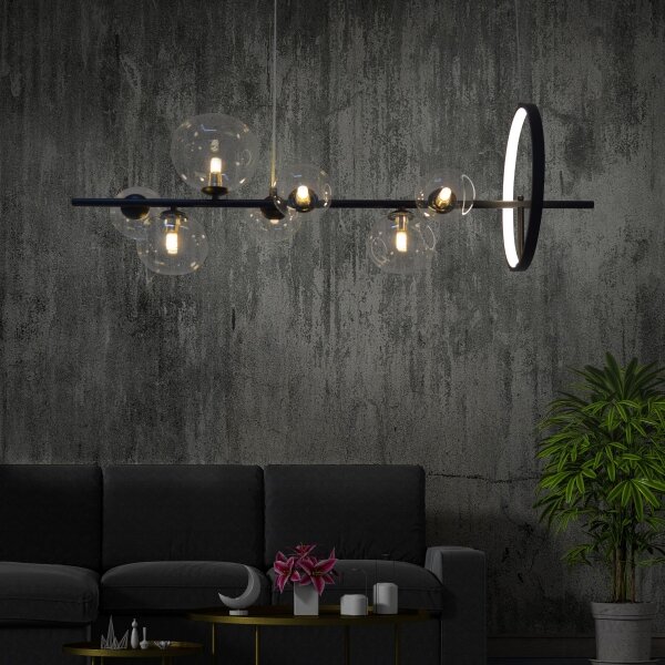 LED Lustr na lanku HYBRID LED/15W/230V + 7xG9/6W 4000K černá