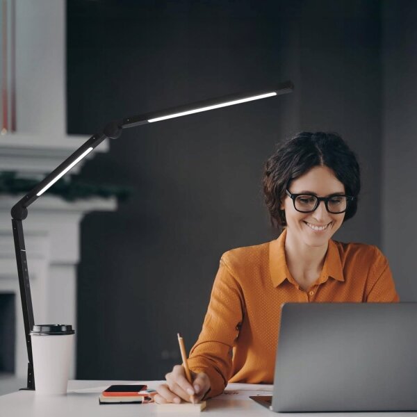 LED Stmívatelná dotyková flexibilní stolní lampa s klipem LED/12W/230V černá