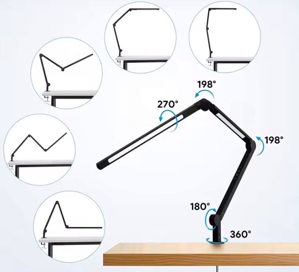 LED Stmívatelná dotyková flexibilní stolní lampa s klipem LED/12W/230V černá