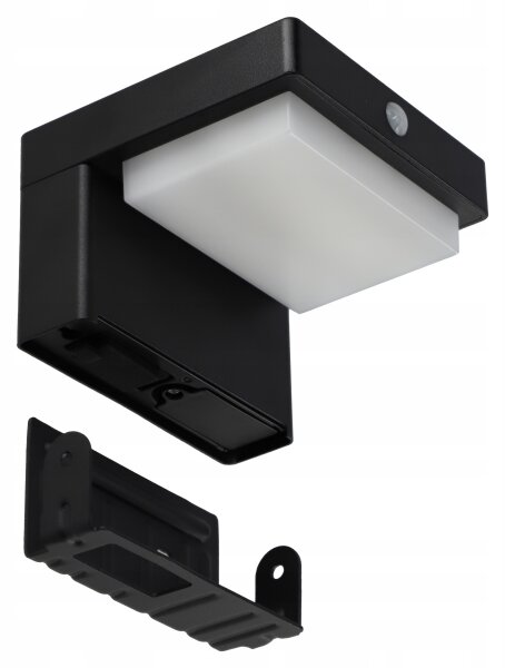 LED Solární nástěnné svítidlo se senzorem LED/5W/3,7V 2000 mAh IP44 černá