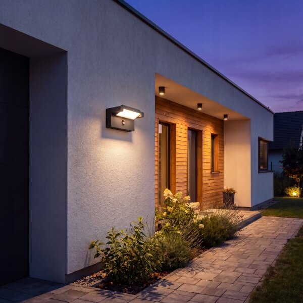 LED Venkovní nástěnné svítidlo se senzorem LED/25W/230V IP54 černá