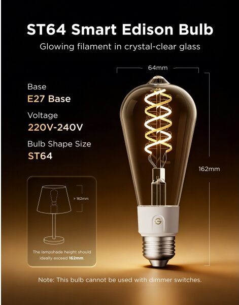 Govee-SADA 2xLED RGBWW St žárovka Smart MATTER ST64 E27/5W/230V 2700-6500K Wi-Fi
