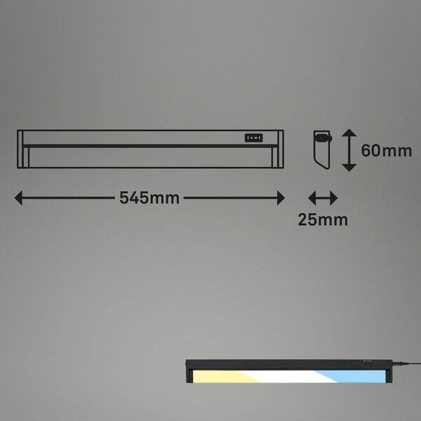 BRILO 2224-015 LED skříňkové svítidlo 54,5 cm 6W 800lm černá - BRILO