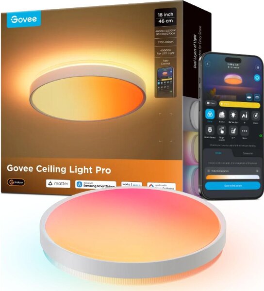 Govee - LED RGBICWW Stm stropní svítidlo LED/55W/230V pr. 46 cm Matter Wi-Fi