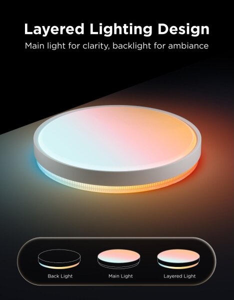 Govee - LED RGBICWW Stm stropní svítidlo LED/55W/230V pr. 46 cm Matter Wi-Fi