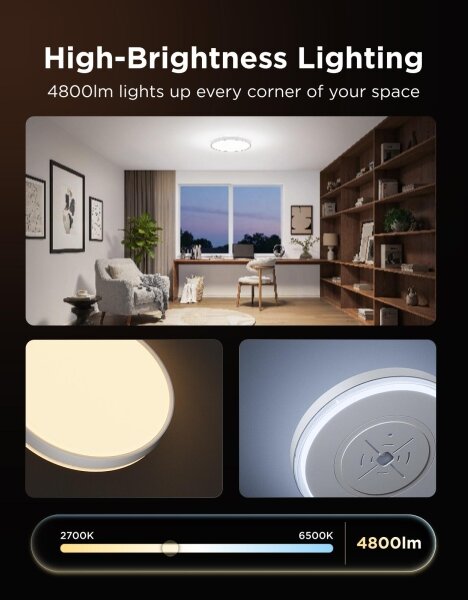 Govee - LED RGBICWW Stm stropní svítidlo LED/55W/230V pr. 46 cm Matter Wi-Fi