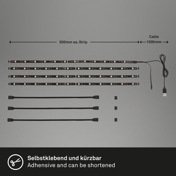 BRILO 2353-024 USB LED pásek 50 cm černá - BRILO