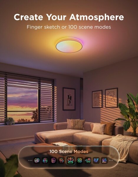 Govee - LED RGBICWW Stm stropní svítidlo LED/55W/230V pr. 46 cm Matter Wi-Fi