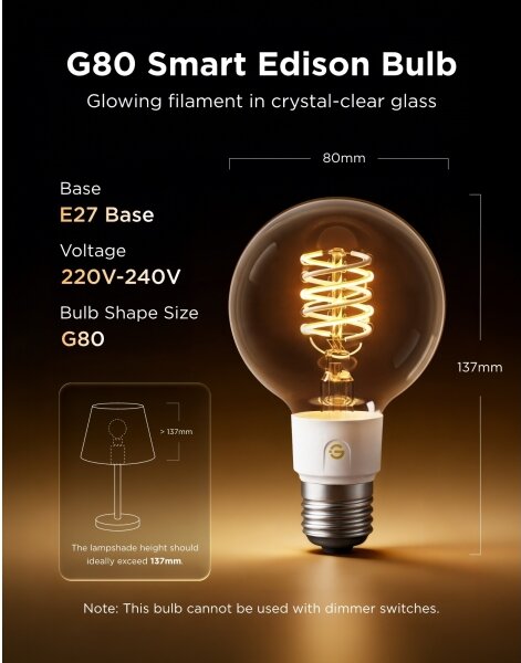 Govee - LED RGBWW Stmívat žárovka Smart MATTER G80 E27/5W/230V 2700-6500K Wi-Fi