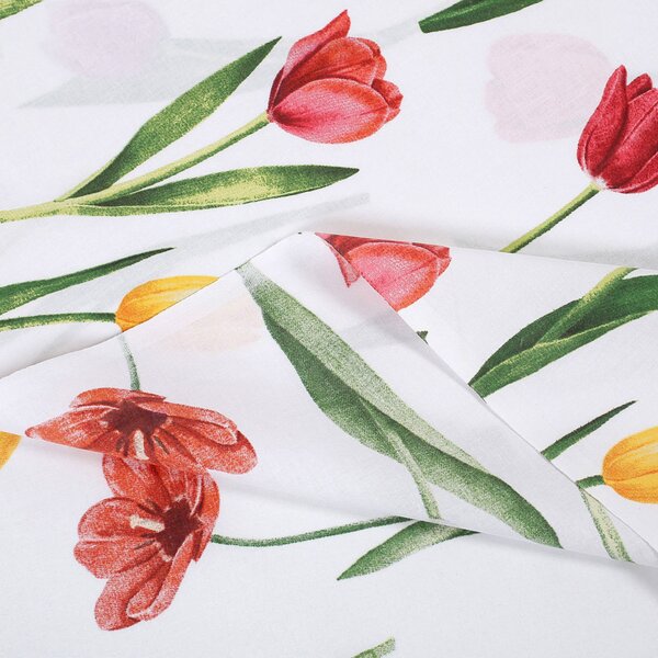 Biante Bavlněný závěs Sandra SA-506 Tulipány na bílém 140x140 cm