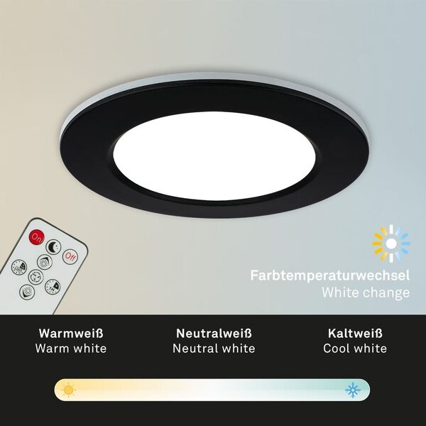 BRI 7034-035 CCT LED vestavná svítidla sada, pr.9,2 cm, 3x LED, 4,8 W, 450 lm, černá - BRILONER