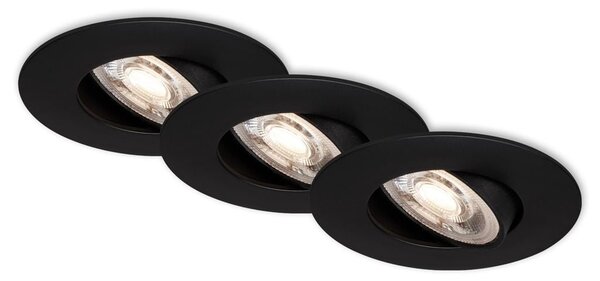 BRI 7146035 3ks sada ultraploché LED vestavné svítidlo, pr. 9 cm, 5 W, černá (starý kód: BRI 7146-035) - BRILONER