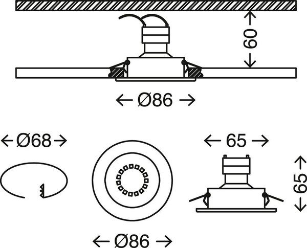 BRI 7110-037 3ks sada vestavné svítidlo, pr. 8,6 cm, zlatá - BRILONER