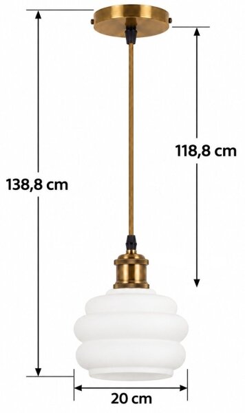 BRILAGI - LED Lustr na lanku RETRO GLASS 1xE27/60W/230V pr. 20 cm zlatá/bílá