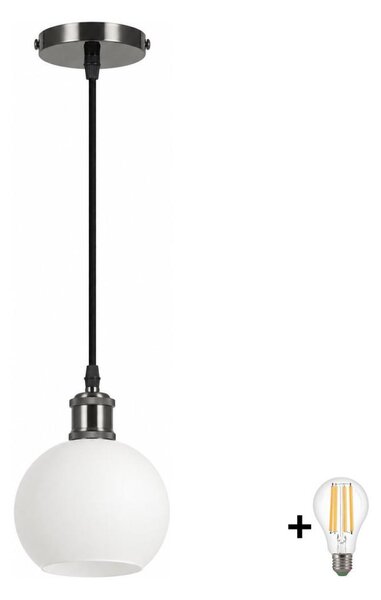 BRILAGI - LED Lustr na lanku RETRO GLASS 1xE27/60W/230V pr. 15 cm černá/bílá
