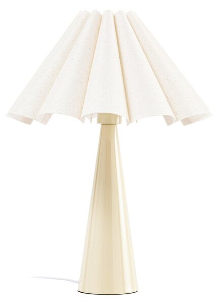 Stolní lampa Lotte, výška 50 cm, béžová, E27, kov / textil – Lindby Lindby, Lotte, Bílá, Obývací pokoj, Tkanina / Textil, Moderní