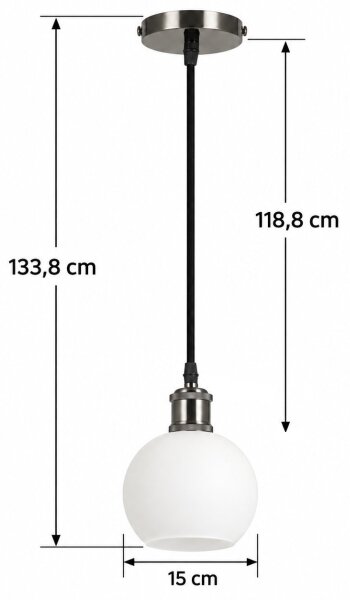 BRILAGI - LED Lustr na lanku RETRO GLASS 1xE27/60W/230V pr. 15 cm černá/bílá
