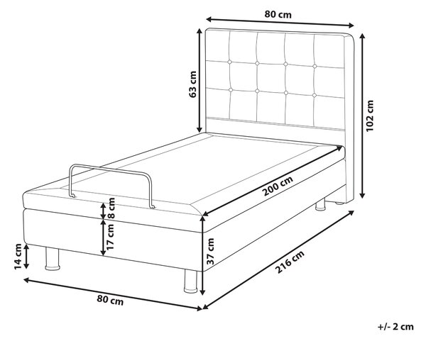 Polohovací postel Tkanina DUKE 80 x 200 cm Světle béžová