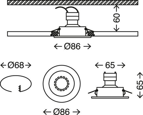 BRI 7110-039 3ks sada vestavné svítidlo, pr. 8,6 cm, hliník - BRILONER