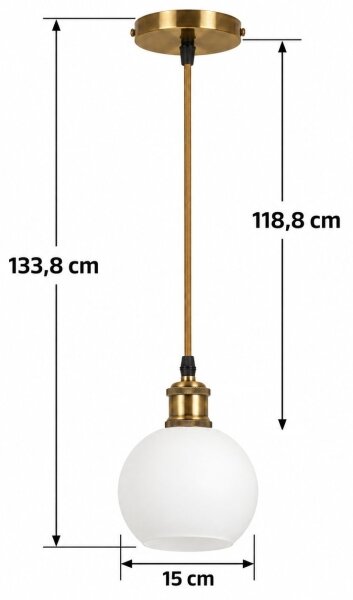 BRILAGI - LED Lustr na lanku RETRO GLASS 1xE27/60W/230V pr. 15 cm zlatá/bílá