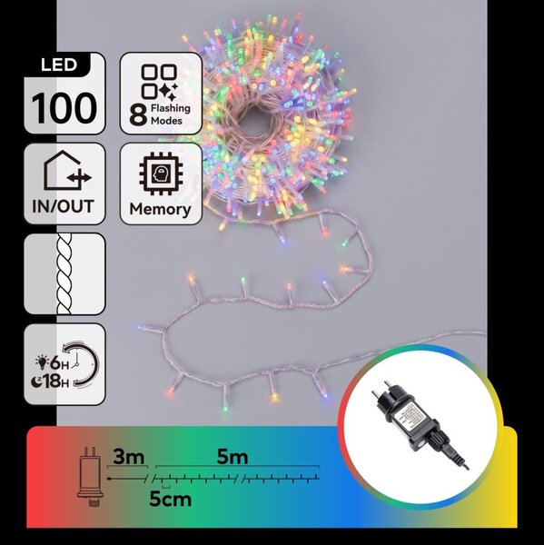 Aigostar - LED Venkovní vánoční řetěz 100xLED/8 funkcí 5,3m IP44 multicolor