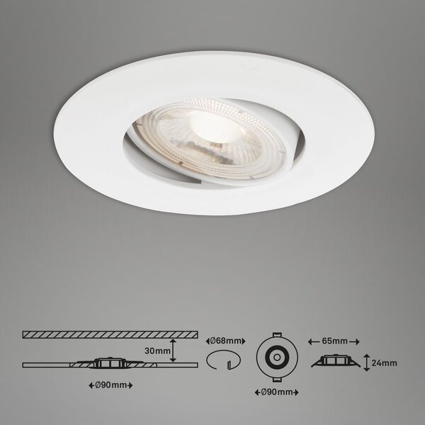 BRI 7146036 3ks sada ultraploché LED vestavné svítidlo, pr. 9 cm, 5 W, bílé (starý kód: BRI 7146-036) - BRILONER