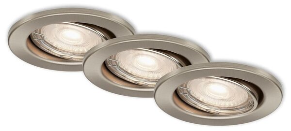 BRILO 7147032 3ks sada LED vestavné svítidlo, pr. 8,6 cm, 5 W, matný nikl (starý kód: BRI 7147-032) - BRILONER
