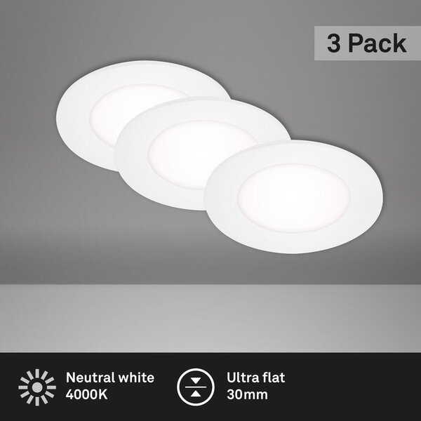 BRI 7125-436 AKCE - 3ks sada LED vestavná svítidla pr. 8,6 cm 3x 3W bílé - BRILONER