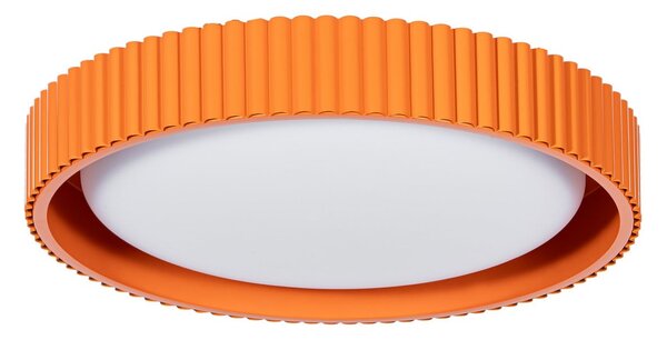 LED stropní svítidlo Colbie, oranžové s žebrováním, Ø 46 cm, stmívatelné – Lindby, Colbie, stmívatelné, Oranžová, Obývací pokoj, Kov, Young lifestyle