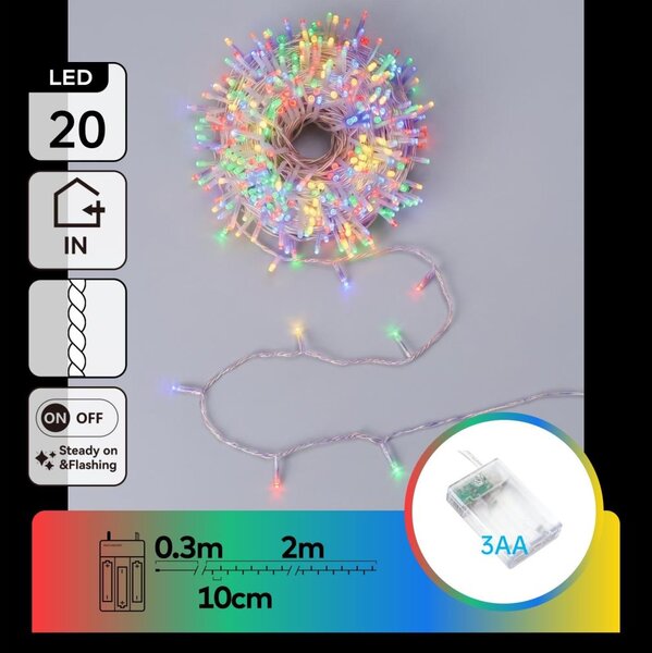 Aigostar - LED Vánoční řetěz 20xLED/3xAA 2,3m multicolor