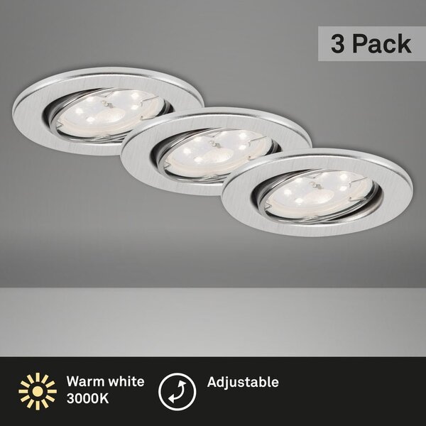 BRI 7225039 3ks sada LED vestavné svítidlo, pr. 8,6 cm, 3 W, hliník (starý kód: BRI 7225-039) - BRILONER
