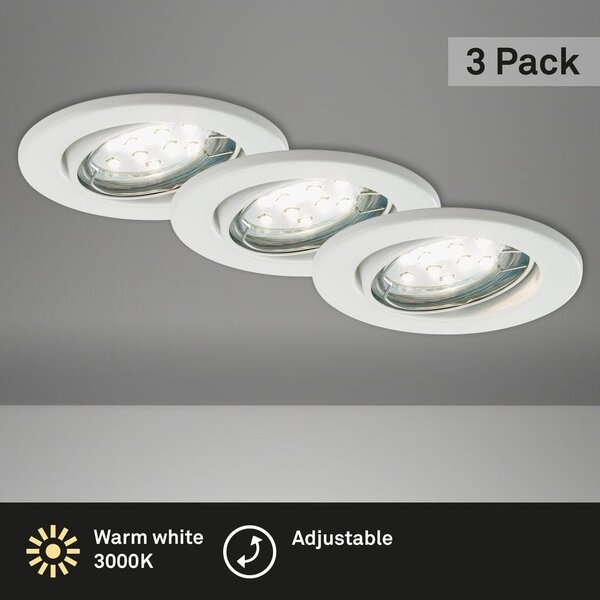 BRI 7225036 3ks sada LED vestavné svítidlo, pr. 8,6 cm, 3 W, bílé (starý kód: BRI 7225-036) - BRILONER