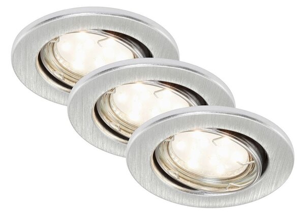 BRI 7225039 3ks sada LED vestavné svítidlo, pr. 8,6 cm, 3 W, hliník (starý kód: BRI 7225-039) - BRILONER