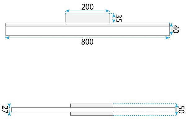 Toolight Toolight, LED nástěnné svítidlo 80cm, 13W, 4000K, 1000lm, APP1853-1W, zlatá matná, OSW-66007
