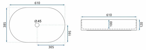 Rea Nadia, umyvadlo na desku 610x385x120 mm, imitace kamene-Sahara, REA-U3526