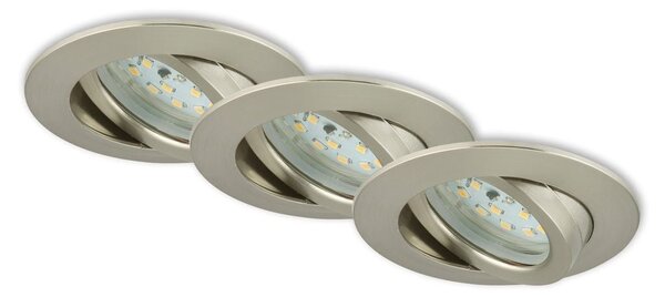 BRI 7296032 3ks sada LED vestavné svítidlo, pr. 8,2 cm, 6,5 W, matný nikl (starý kód: BRI 7296-032) - BRILONER